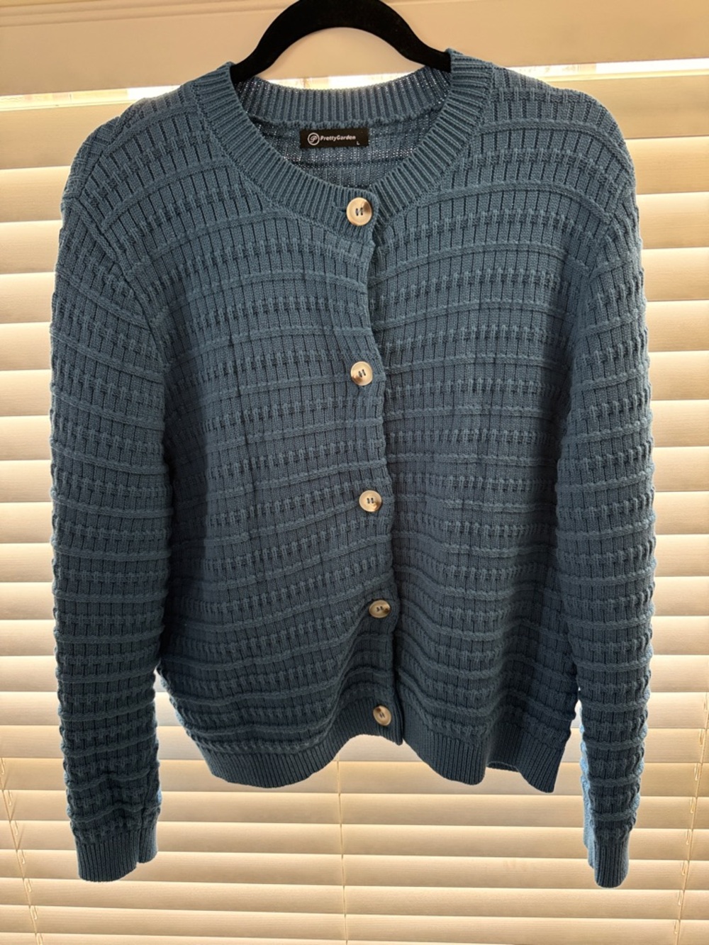 Blue Knit Button-Up cardigan Sweater large